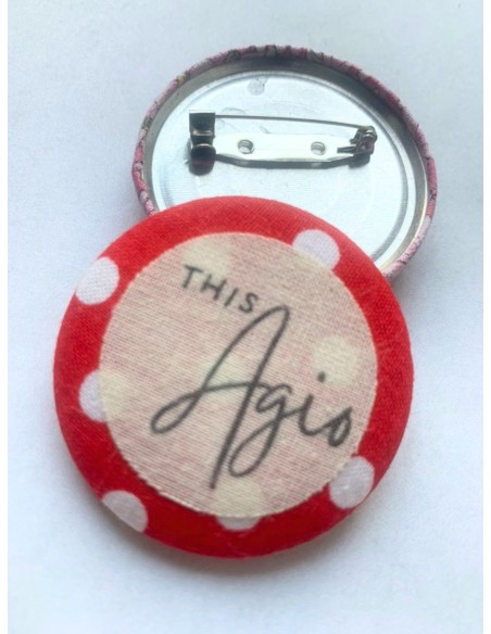 Spilla artigianale "THIS Agio" - Esclusivo accessorio in stoffa rossa