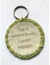 Ciondolo artigianale "Oggi di positivo ho solo il gruppo sanguigno" - Esclusivo accessorio in stoffa verde