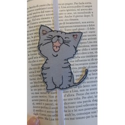 Segnalibro ad elastico con gattino grigio