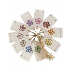 Set di 10 etichette bianche con fiori arcobaleno