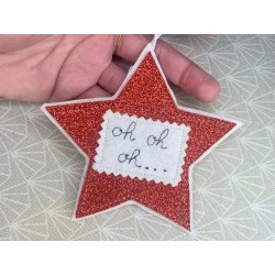 Decorazione di Natale - pendente OH OH OH! - glitter rosso