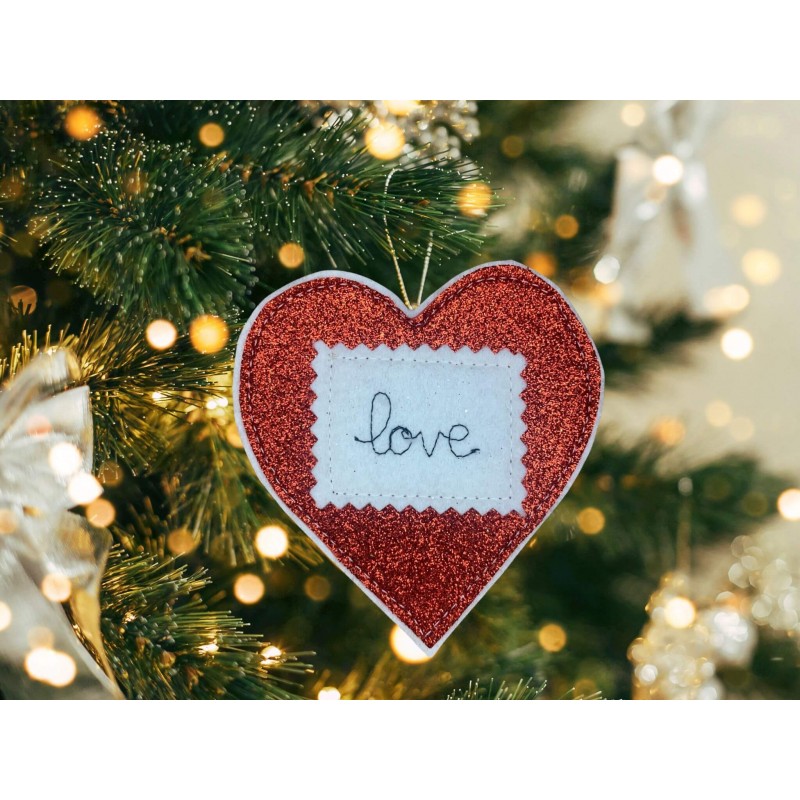 Decorazione pendente LOVE- special edition Natale glitter rosso
