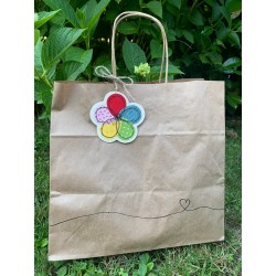 Set di 5 etichette per pacchetti con fiore arcobaleno